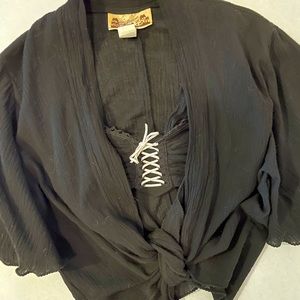 Vintage Two Piece Black Boho Top - OSFA